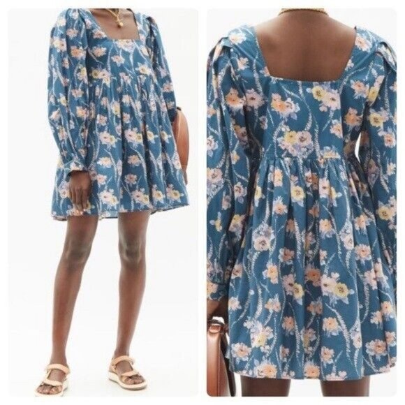 LoveShackFancy Blue Floral Mini Dress - Picture 2 of 11